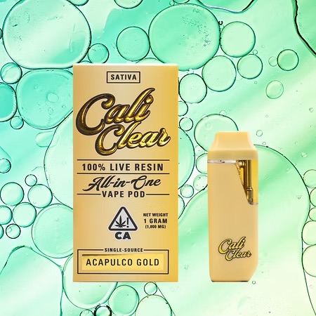 Cali Clear Acapulco Gold - 1g Live Resin - All In One Vape Pod - Sativa