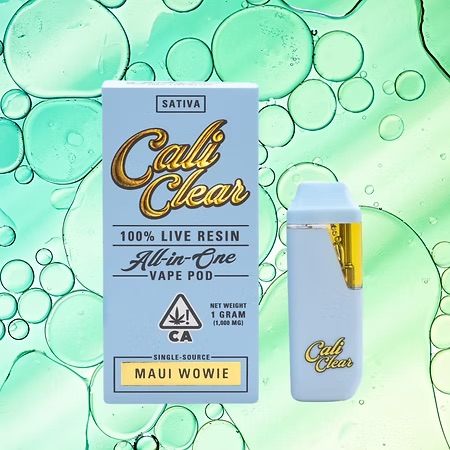 Calicleardisposablesusa.com | cali clear maui wowie – 1g live resin – all in one vape pod – sativa