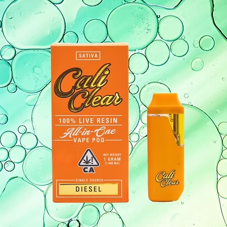 Calicleardisposablesusa.com | cali clear diesel – 1g live resin – all in one vape pod – sativa