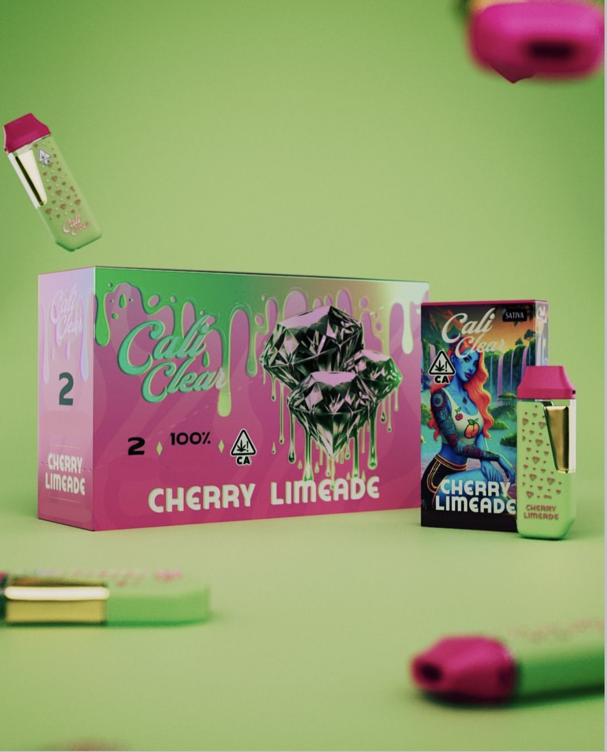 Calicleardisposablesusa.com | cali clear cherry limeade – 2g liquid diamonds disposable – sativa